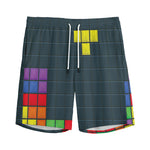 Colorful Block Puzzle Video Game Print Men's Sports Shorts