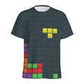 Colorful Block Puzzle Video Game Print Men's Athletic T-Shirt
