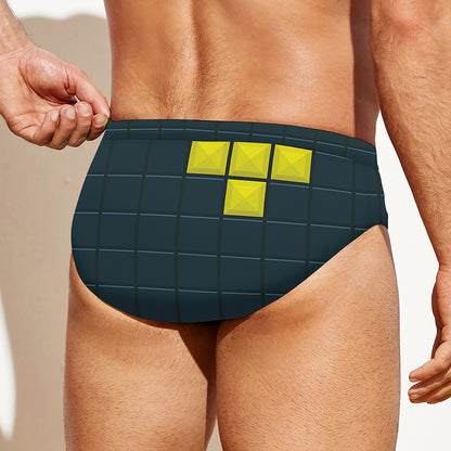 Colorful Block Puzzle Video Game Print Men's Swim Briefs