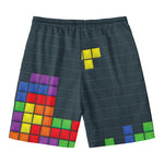 Colorful Block Puzzle Video Game Print Men's Swim Trunks