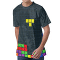 Colorful Block Puzzle Video Game Print Men's Velvet T-Shirt