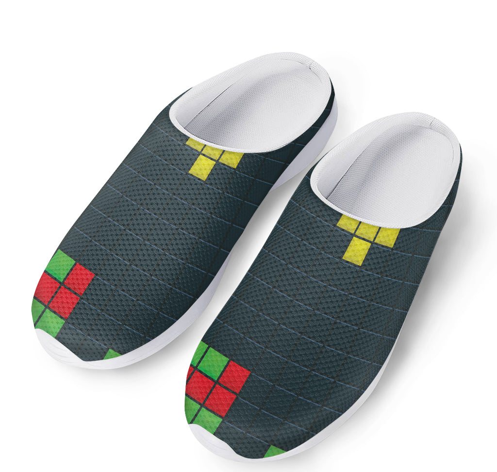 Colorful Block Puzzle Video Game Print Mesh Casual Shoes