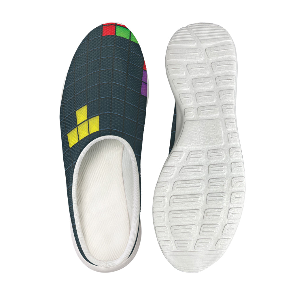 Colorful Block Puzzle Video Game Print Mesh Casual Shoes