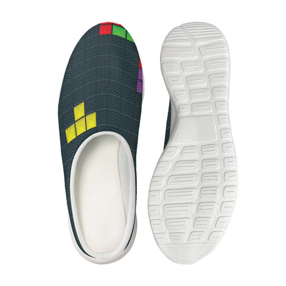Colorful Block Puzzle Video Game Print Mesh Casual Shoes