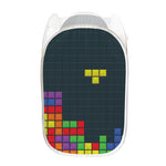 Colorful Block Puzzle Video Game Print Mesh Laundry Hamper