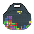 Colorful Block Puzzle Video Game Print Neoprene Lunch Bag