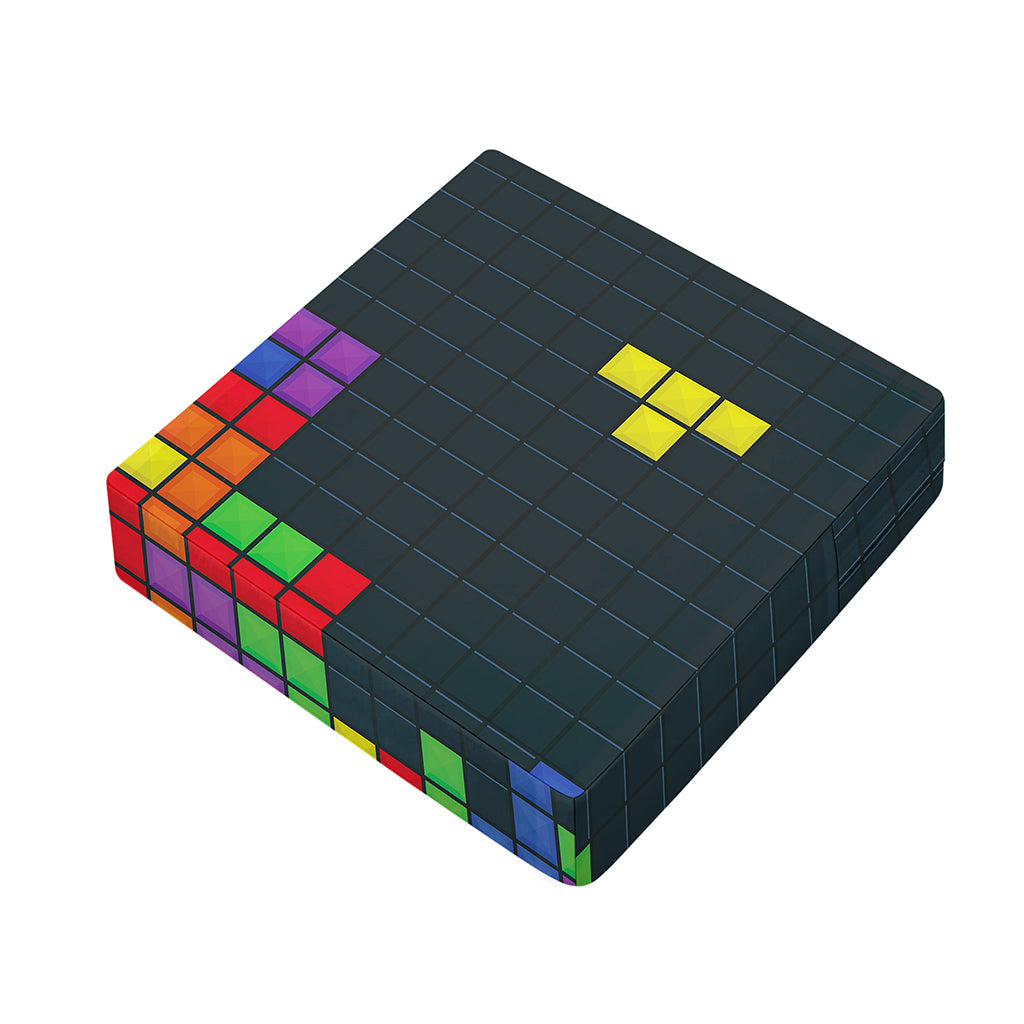 Colorful Block Puzzle Video Game Print Outdoor Seat Cushion Cover