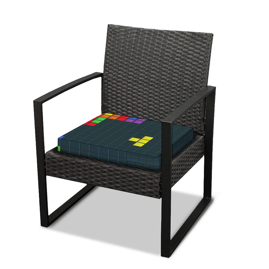 Colorful Block Puzzle Video Game Print Outdoor Seat Cushion Cover