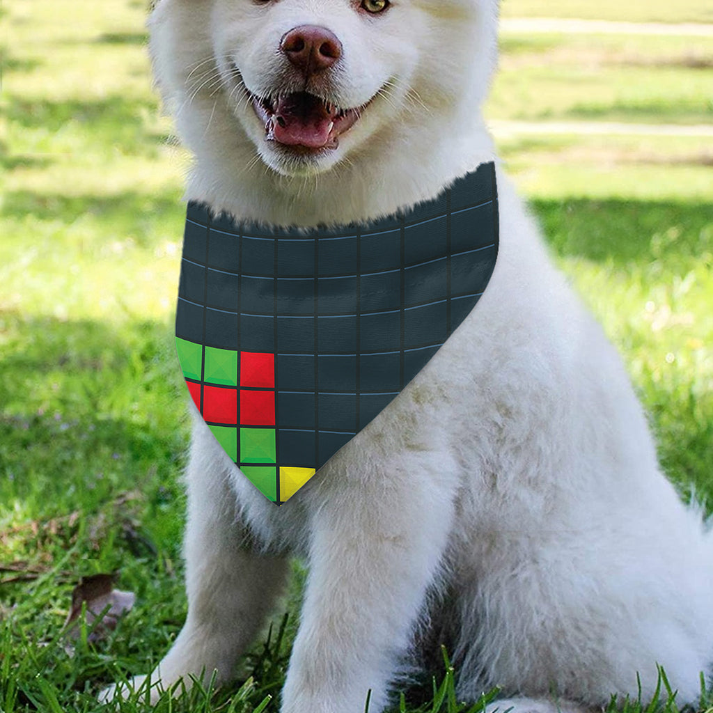 Colorful Block Puzzle Video Game Print Over The Collar Dog Bandana