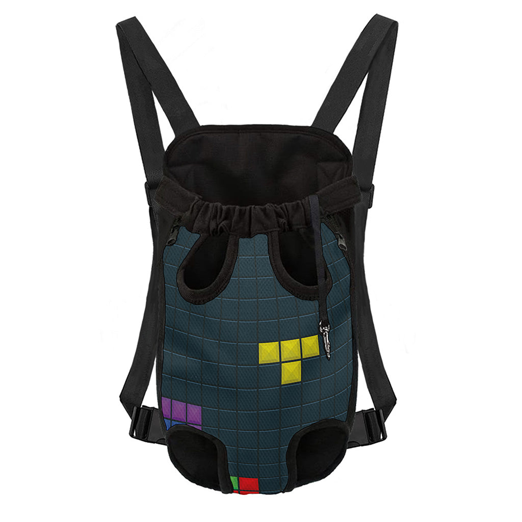 Colorful Block Puzzle Video Game Print Pet Carrier Backpack