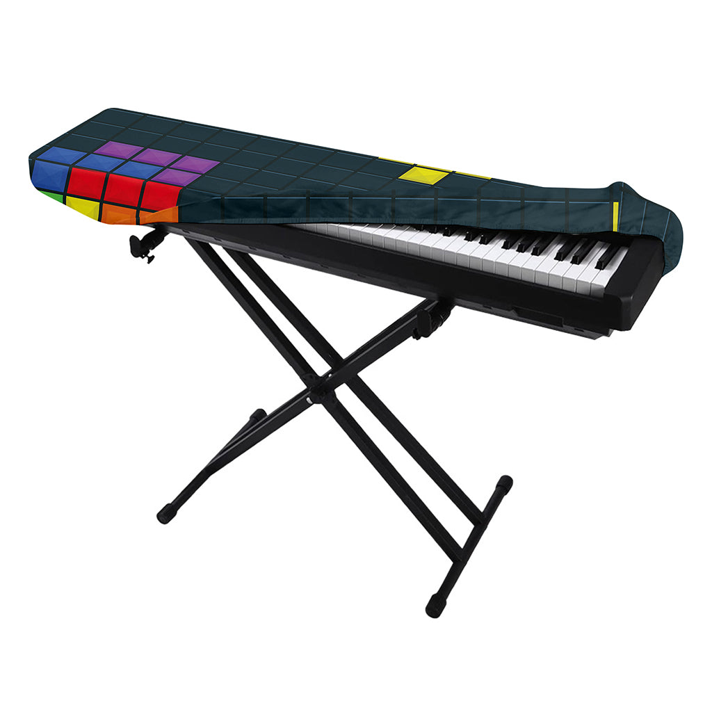 Colorful Block Puzzle Video Game Print Piano Keyboard Cover