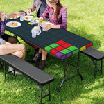 Colorful Block Puzzle Video Game Print Picnic Table Cover