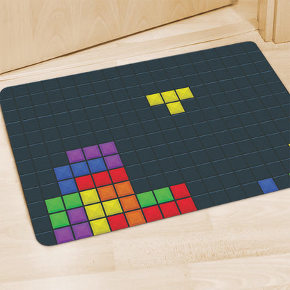 Colorful Block Puzzle Video Game Print Polyester Doormat