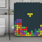 Colorful Block Puzzle Video Game Print Polyester Shower Curtain