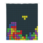 Colorful Block Puzzle Video Game Print Polyester Shower Curtain