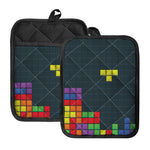 Colorful Block Puzzle Video Game Print Pot Holders With Pocket