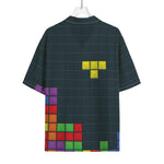 Colorful Block Puzzle Video Game Print Rayon Hawaiian Shirt