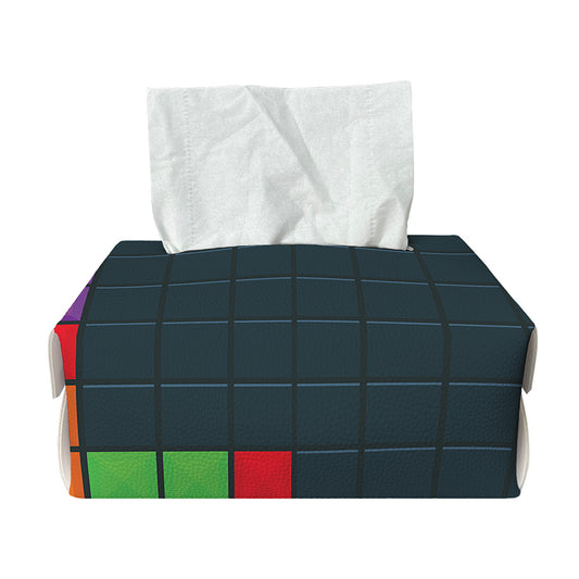 Colorful Block Puzzle Video Game Print Rectangle Tissue Box Cover
