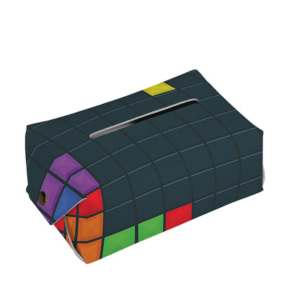 Colorful Block Puzzle Video Game Print Rectangle Tissue Box Cover