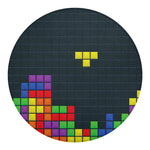 Colorful Block Puzzle Video Game Print Round Blanket