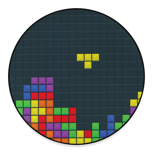 Colorful Block Puzzle Video Game Print Round Floor Mat