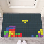 Colorful Block Puzzle Video Game Print Rubber Doormat