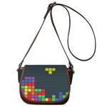 Colorful Block Puzzle Video Game Print Saddle Bag