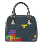 Colorful Block Puzzle Video Game Print Shoulder Handbag