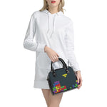 Colorful Block Puzzle Video Game Print Shoulder Handbag