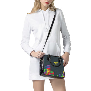 Colorful Block Puzzle Video Game Print Shoulder Handbag