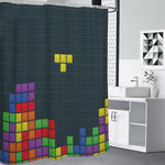 Colorful Block Puzzle Video Game Print Shower Curtain
