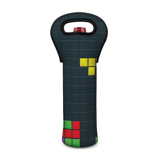 Colorful Block Puzzle Video Game Print Single Neoprene Wine Tote
