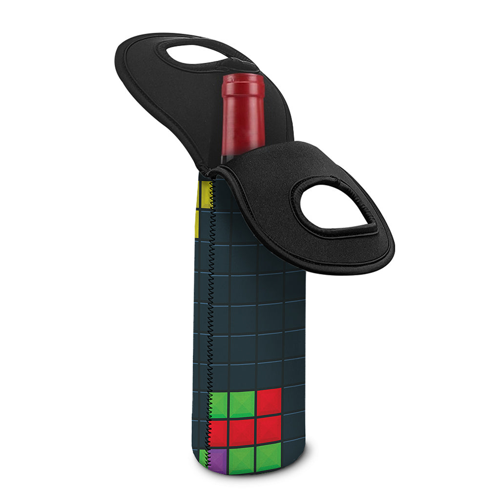 Colorful Block Puzzle Video Game Print Single Neoprene Wine Tote