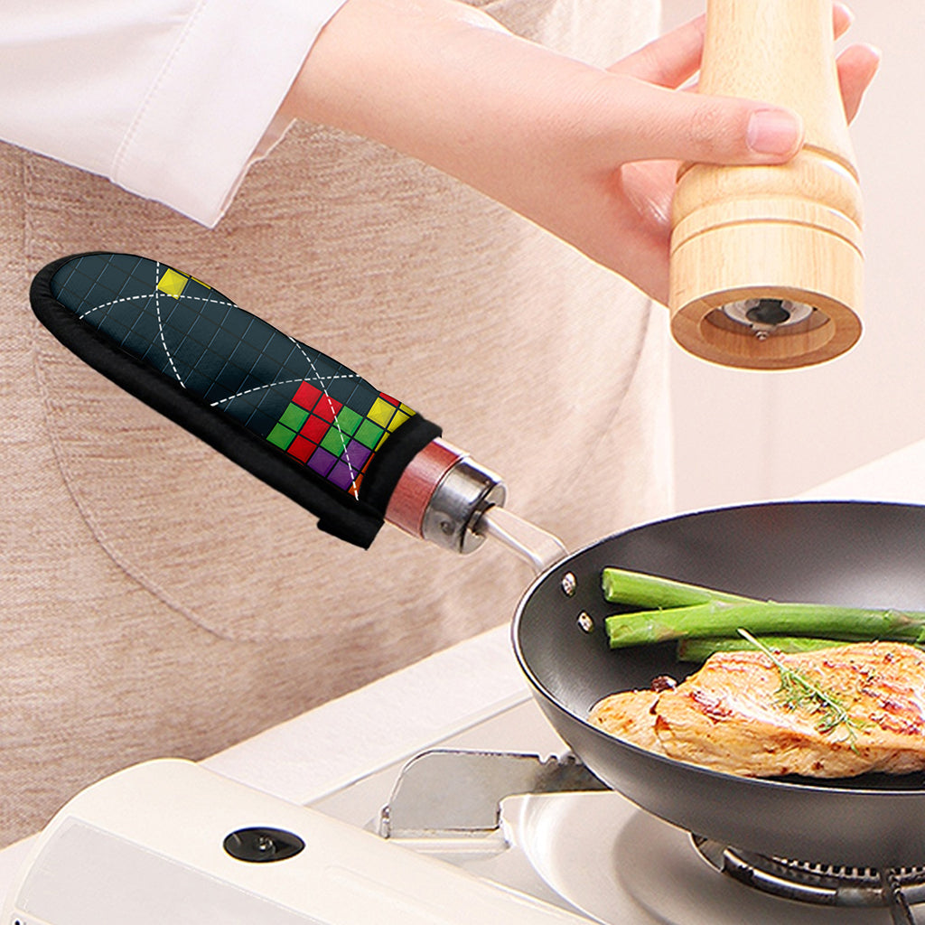 Colorful Block Puzzle Video Game Print Skillet Handle Cover