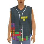 Colorful Block Puzzle Video Game Print Sleeveless Baseball Jersey
