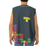 Colorful Block Puzzle Video Game Print Sleeveless Baseball Jersey