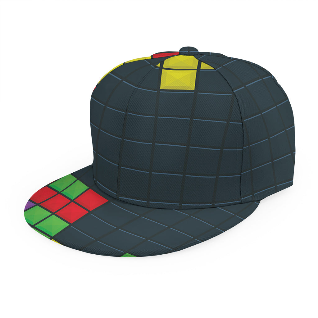 Colorful Block Puzzle Video Game Print Snapback Cap