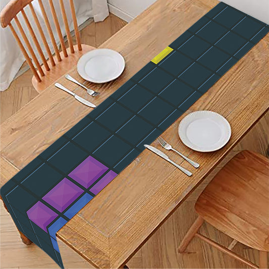Colorful Block Puzzle Video Game Print Table Runner