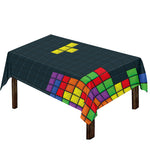 Colorful Block Puzzle Video Game Print Tablecloth