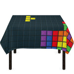 Colorful Block Puzzle Video Game Print Tablecloth