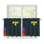 Colorful Block Puzzle Video Game Print Tier Curtains