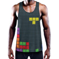 Colorful Block Puzzle Video Game Print Men's Workout Tank Top
