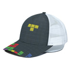 Colorful Block Puzzle Video Game Print White Mesh Trucker Cap