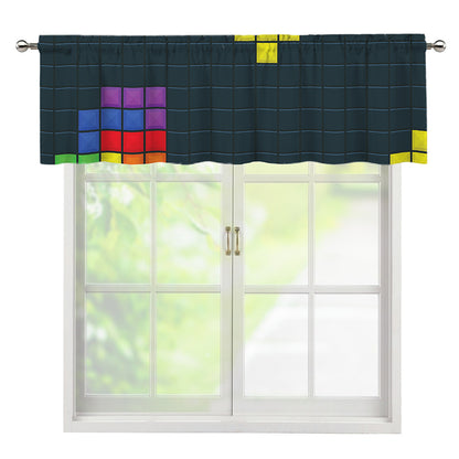 Colorful Block Puzzle Video Game Print Window Valance