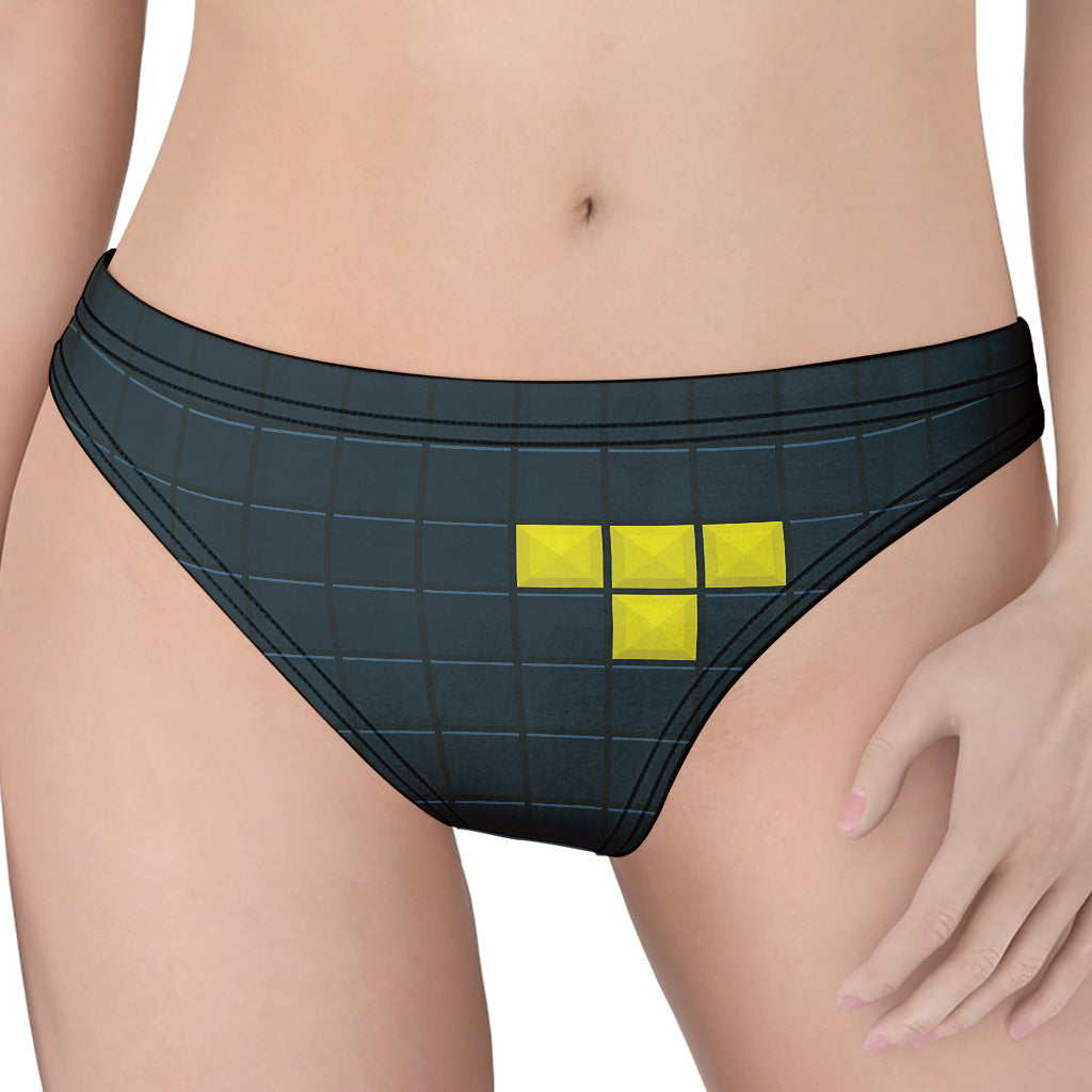 Colorful Block Puzzle Video Game Print Women's Thong