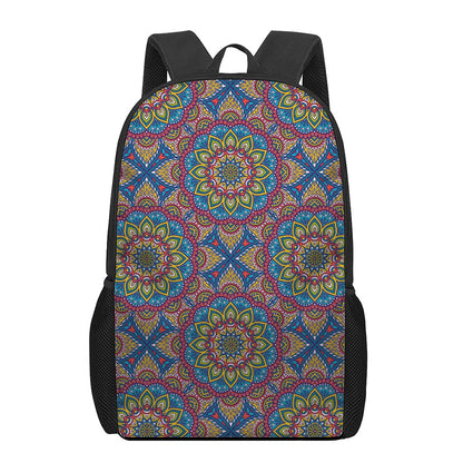 Colorful Bohemian Mandala Pattern Print 17 Inch Backpack