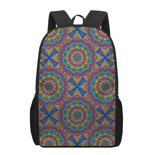 Colorful Bohemian Mandala Pattern Print 17 Inch Backpack