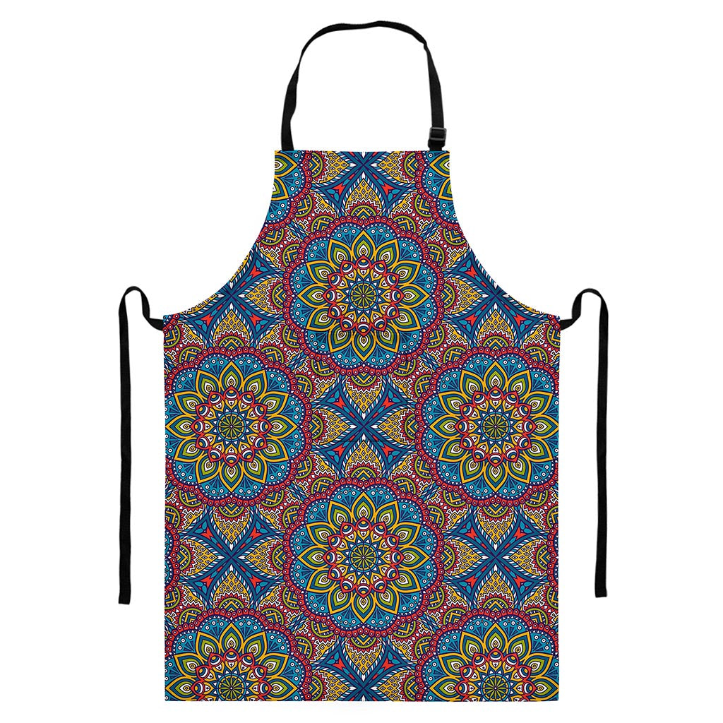 Colorful Bohemian Mandala Pattern Print Bib Apron With Pocket