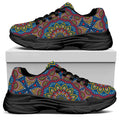 Colorful Bohemian Mandala Pattern Print Black Chunky Shoes