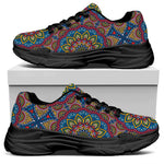 Colorful Bohemian Mandala Pattern Print Black Chunky Shoes